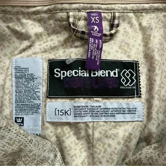 Special Blend Revolver Waterproof 15K Ski Snowboarding Pants Men XS Beige Plaid - Picture 8 of 16